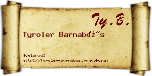Tyroler Barnabás névjegykártya